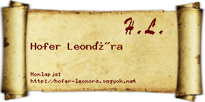 Hofer Leonóra névjegykártya